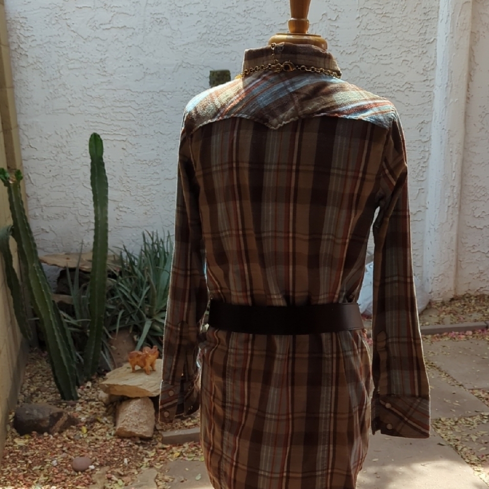 Walls Plaid Shirt in Brown and Light Blue - Picture 5 of 5